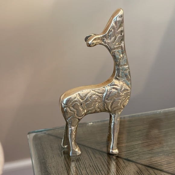 Vintage BRASS Baby Giraffe Sculpture Safari Decor Decorative Giraffe Figurine - Picture 2 of 16